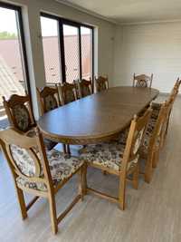 Комплект деревʼяний стіл та 12 стільців