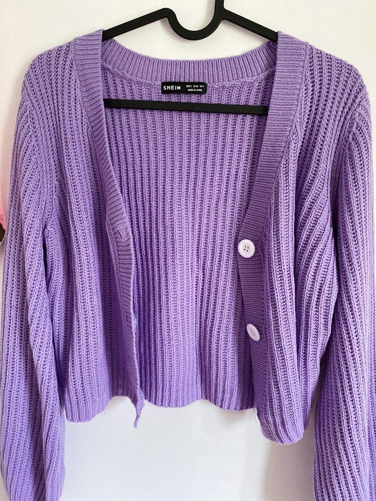 Sweter kardigan nowy S liliowy