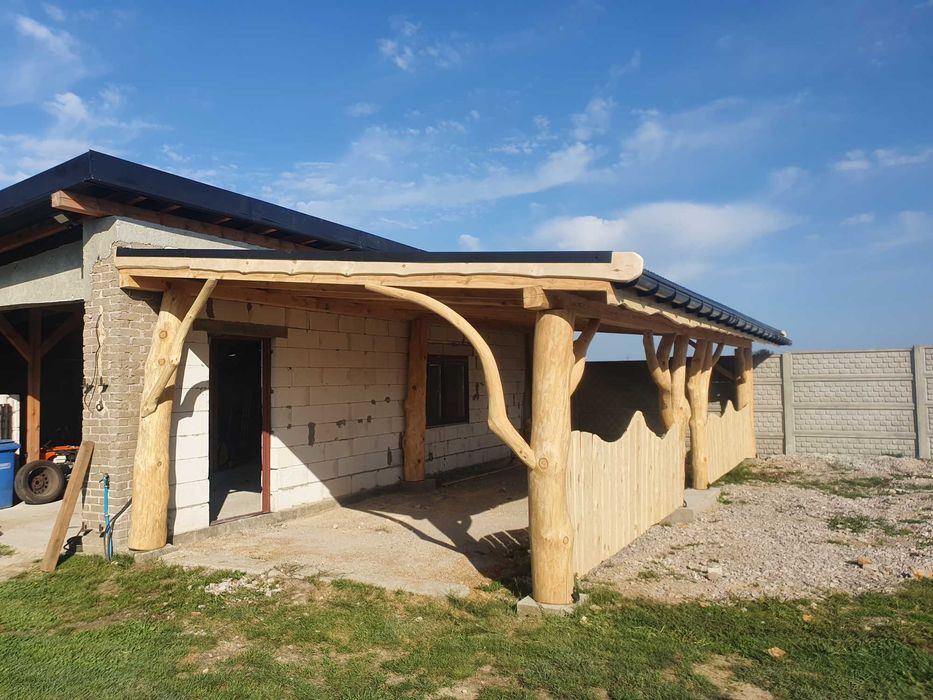 Zadaszenie tarasu wiata altana altanka meble ogrodowe z bali pergola
