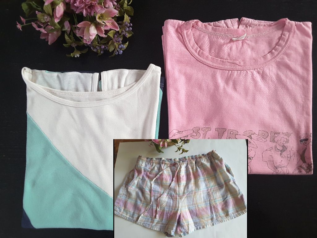 2 topy damskie bluzki letnie + spodenki rozmiar M / L