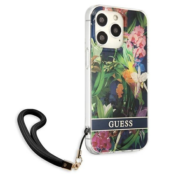 Etui Guess Flower Strap do iPhone 13 Pro Max 6,7" w kolorze Niebieskim