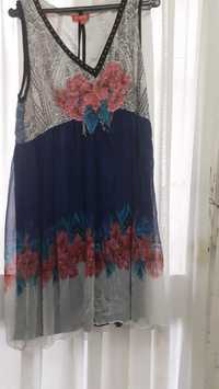 Vestido de verão  forrado da renne denhy em varios tons azuis e rosa t