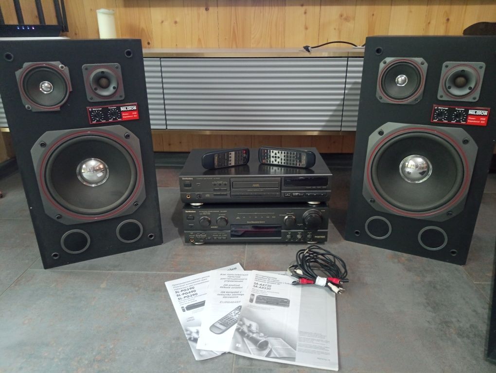 Zestaw Technics odtwarzacz CD ,amplituner Technics+ kolumny