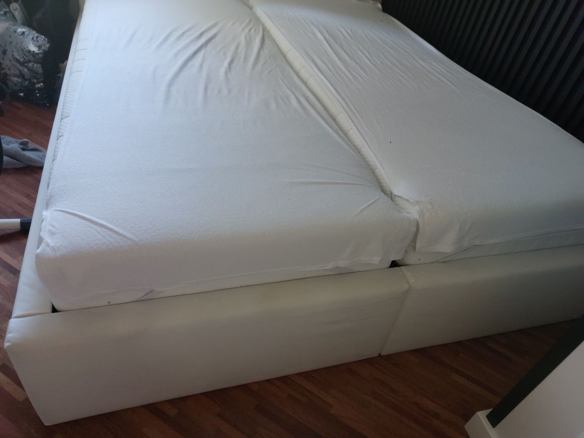 Łóżko sypialniane tapicerowane HILTON 160X200 z pojemnikiem, białe