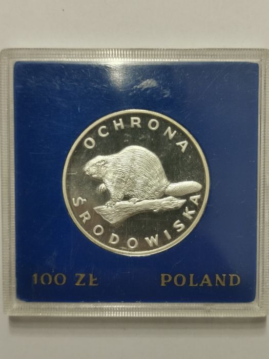 Zestaw 4 srebrnych monet PRL Ochrona Środowiska