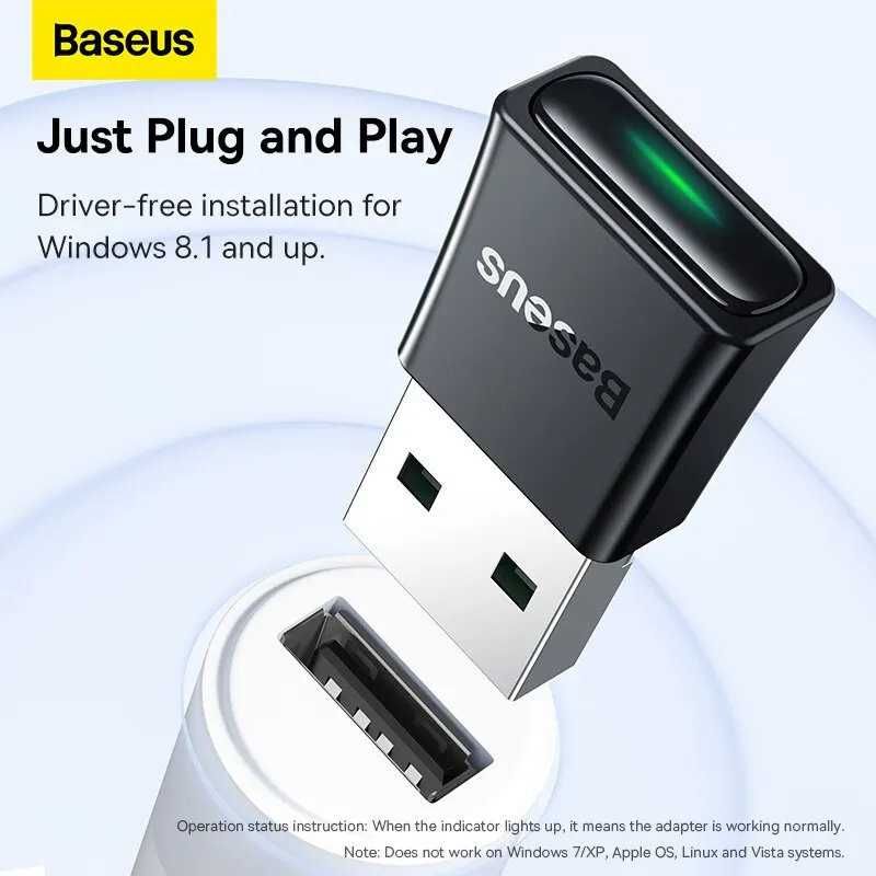 Transmiter Bluetooth 5.3 USB Dongle Nadajnik BT do PC Laptop TV Baseus
