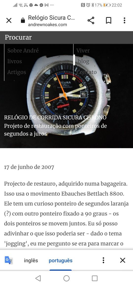 Relógio vintage cronógrafo Sicura by Breitling