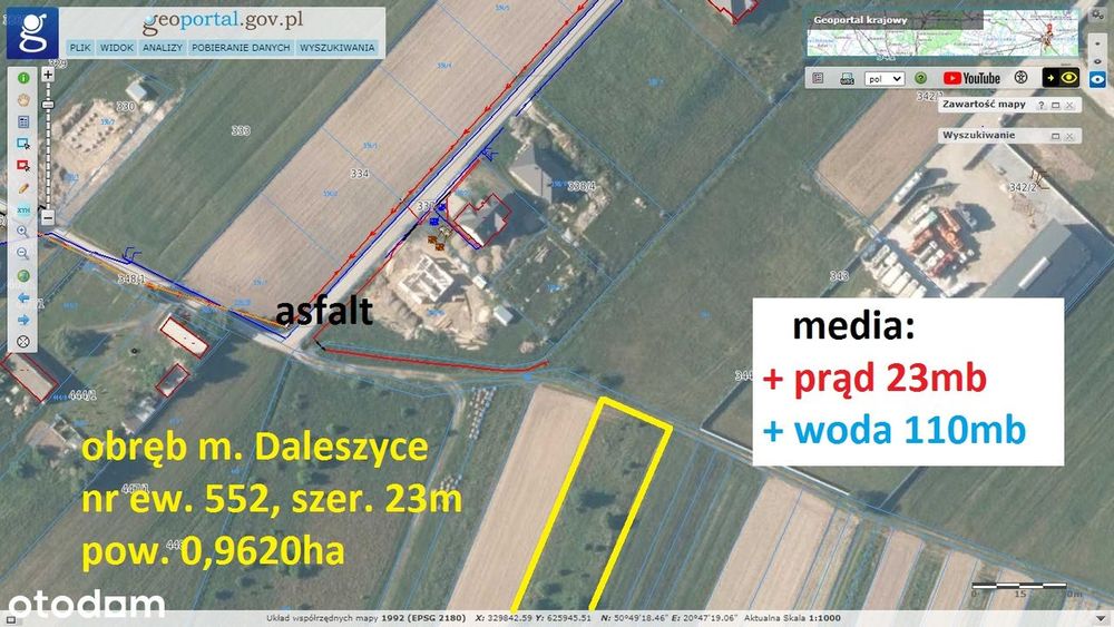 działka rolna pretendująca do budowlanej w przyszłości