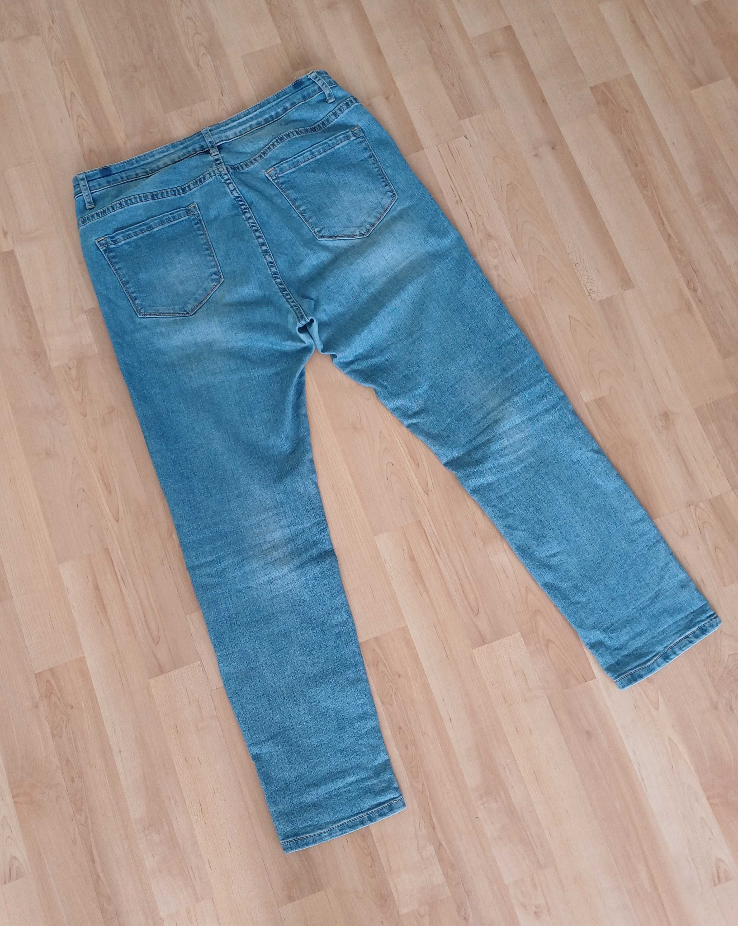 Spodnie długie damskie jeans niebieskie elastyczne 44/XXL wysoki stan