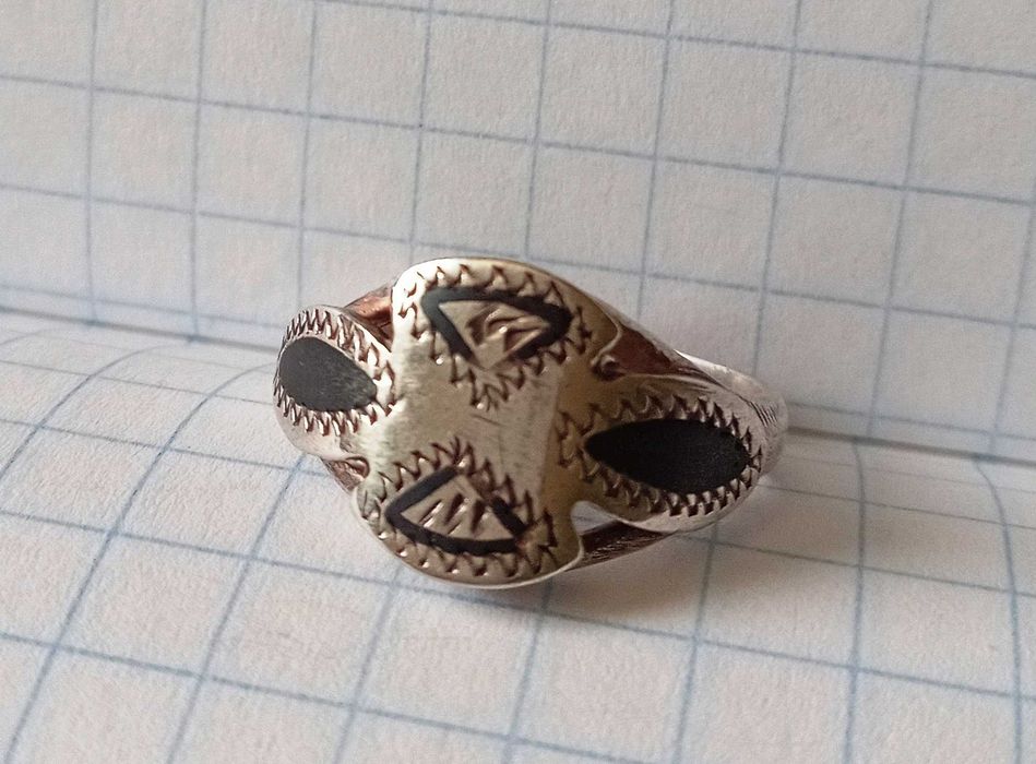 Кольцо колечко Чернь. Серебро 925 проба, звезда, СССР
