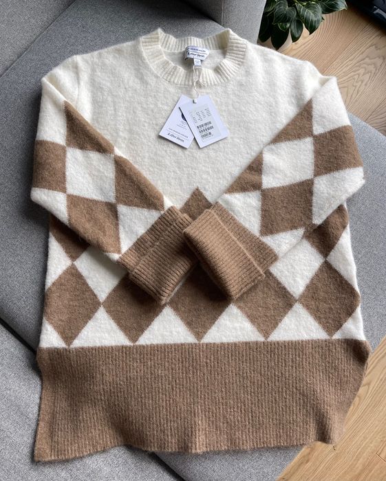 & Other Stories nowy sweter XS wełna Argyle Knit Jumper