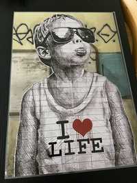 Poster plastificado Banksy “I love life” 60x42,5