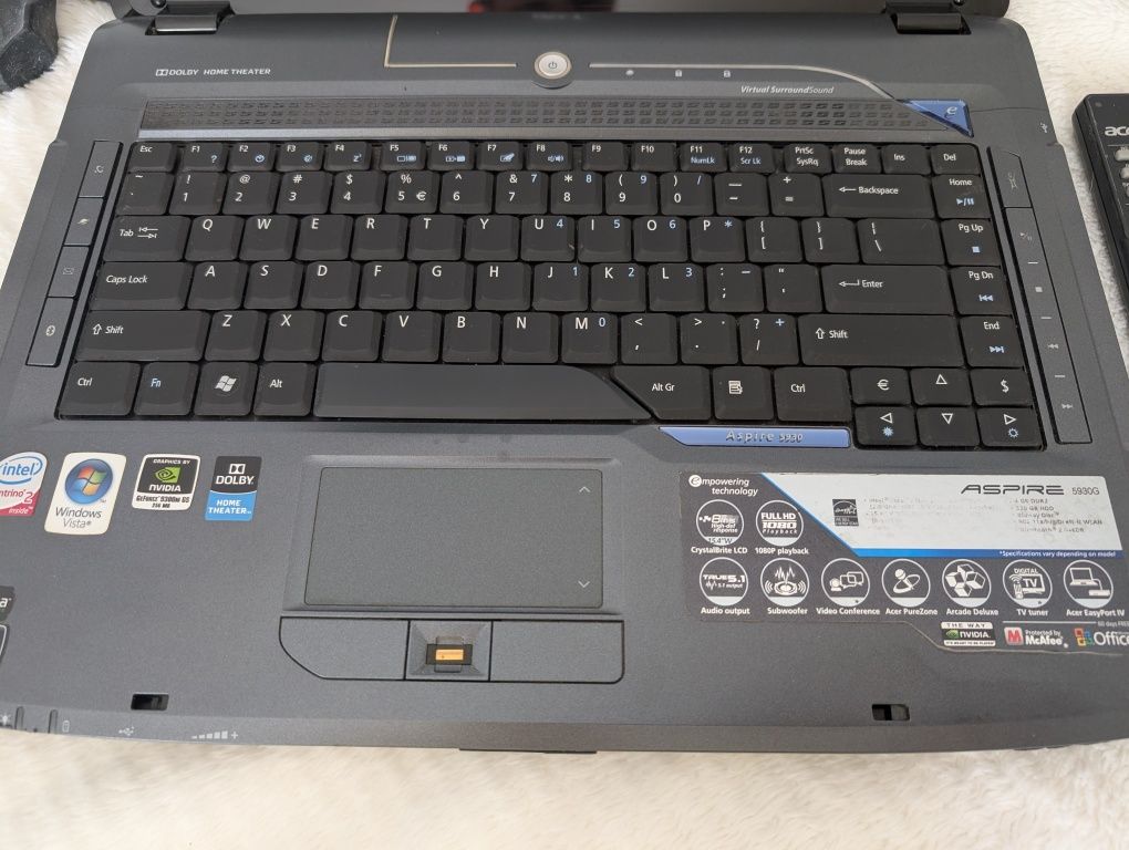 Laptop Acer Aspire 5930G + Oryginalny Pilot, Zasilacz, Bateria