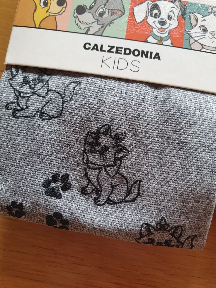 2 szt rajstopy Calzedonia kids 2/4 białe i szare Disney kotek