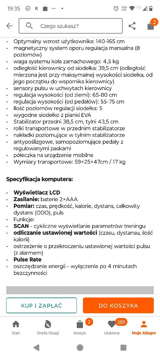 Rowerek Stacjonarny Zipro