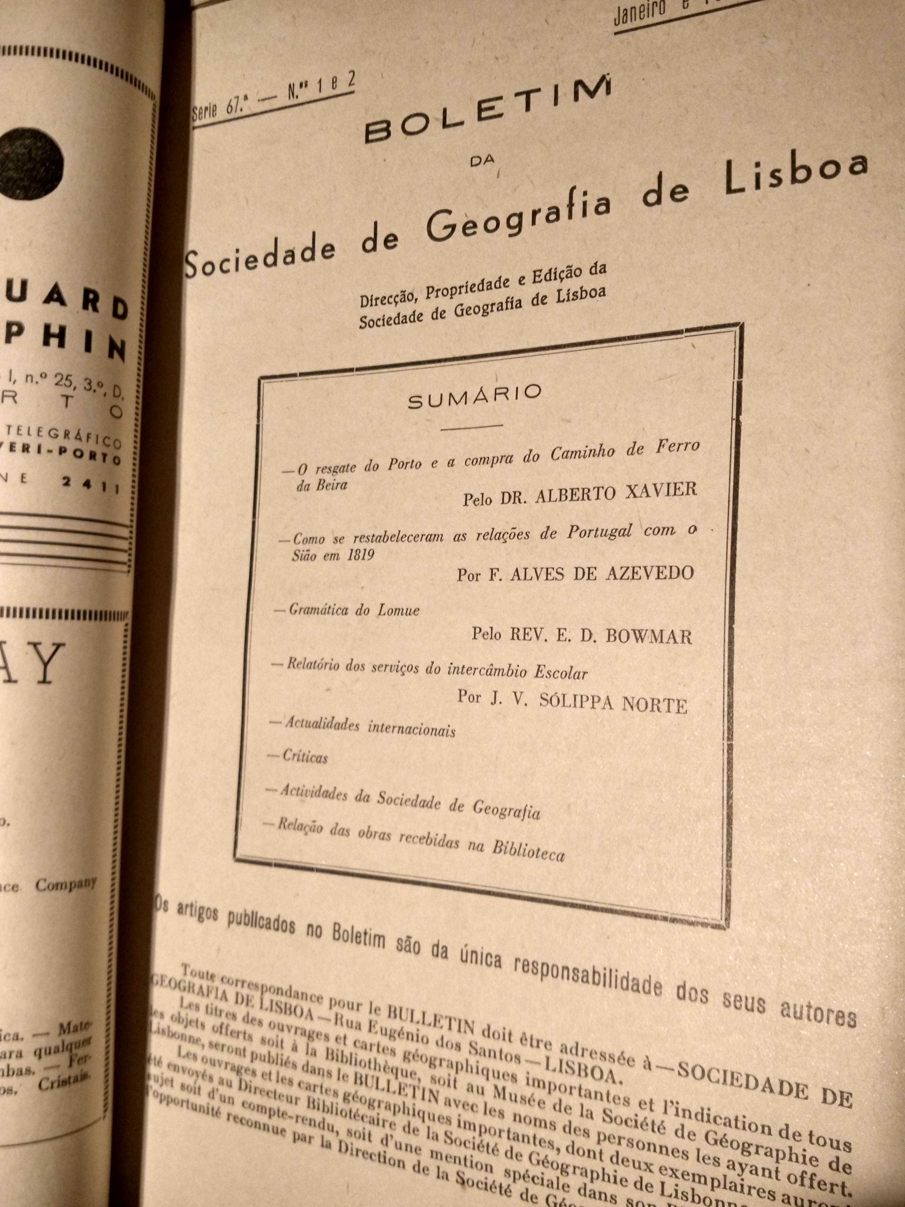 Ano completo de 1949 - fascículos da Sociedade de Geografia de Lisboa