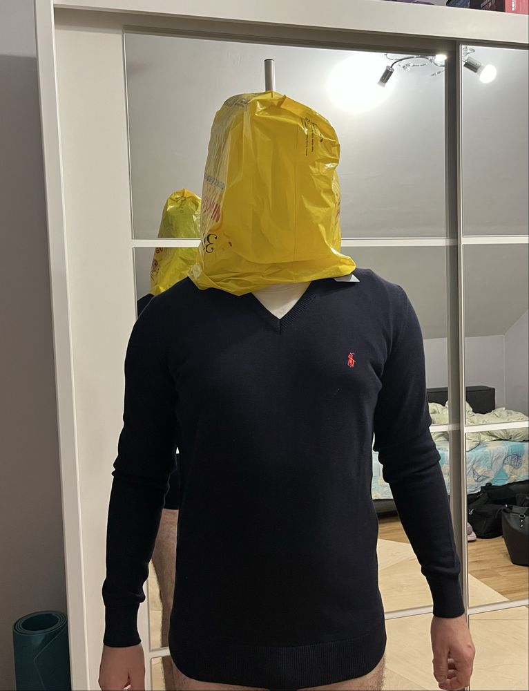 Sweter męski elegancki Ralph Lauren nowy z metką dekolt V w serek