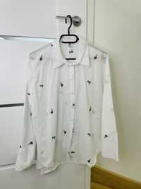Biała koszula oversize z delikatnym printem Only M/L