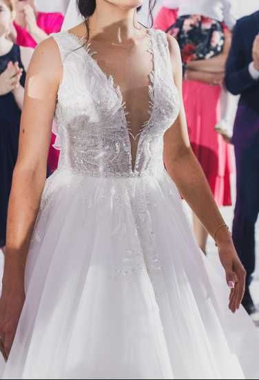 Suknia ślubna księżniczka rozmiar 38/36 ivory jak nowa, Warszawa Wola