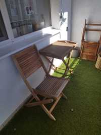 Zestaw drewnianych mebli ogrodowych/balkonowych stolik + 4 krzesła