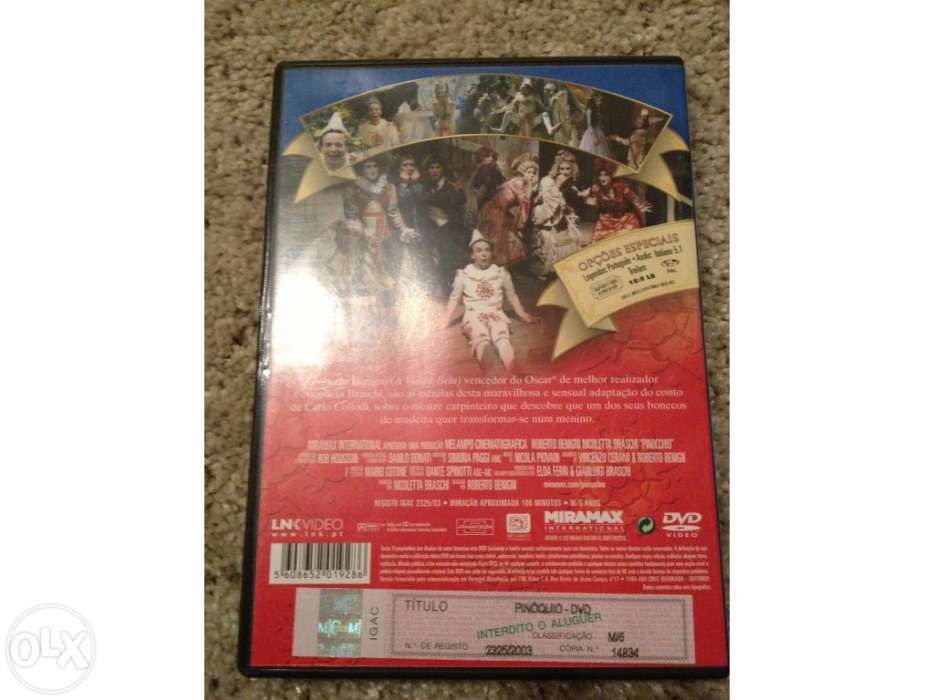 DVD filme Pinóquio, de Roberto Benigni