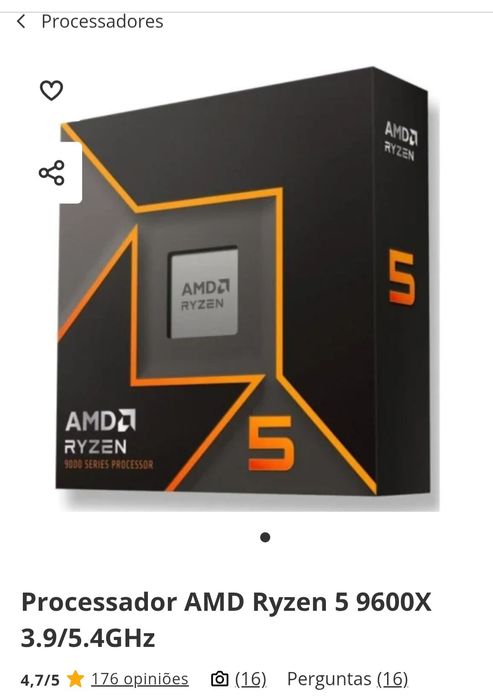 Processador Raizen 5 9600x (novo e selado)