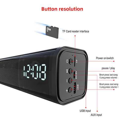 Soundbar Głośnik Bezprzewodowy BLUETOOTH z Budzikiem ADLER