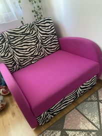 Łóżko sofa dziecięca pojemnik pink zebra 200x80