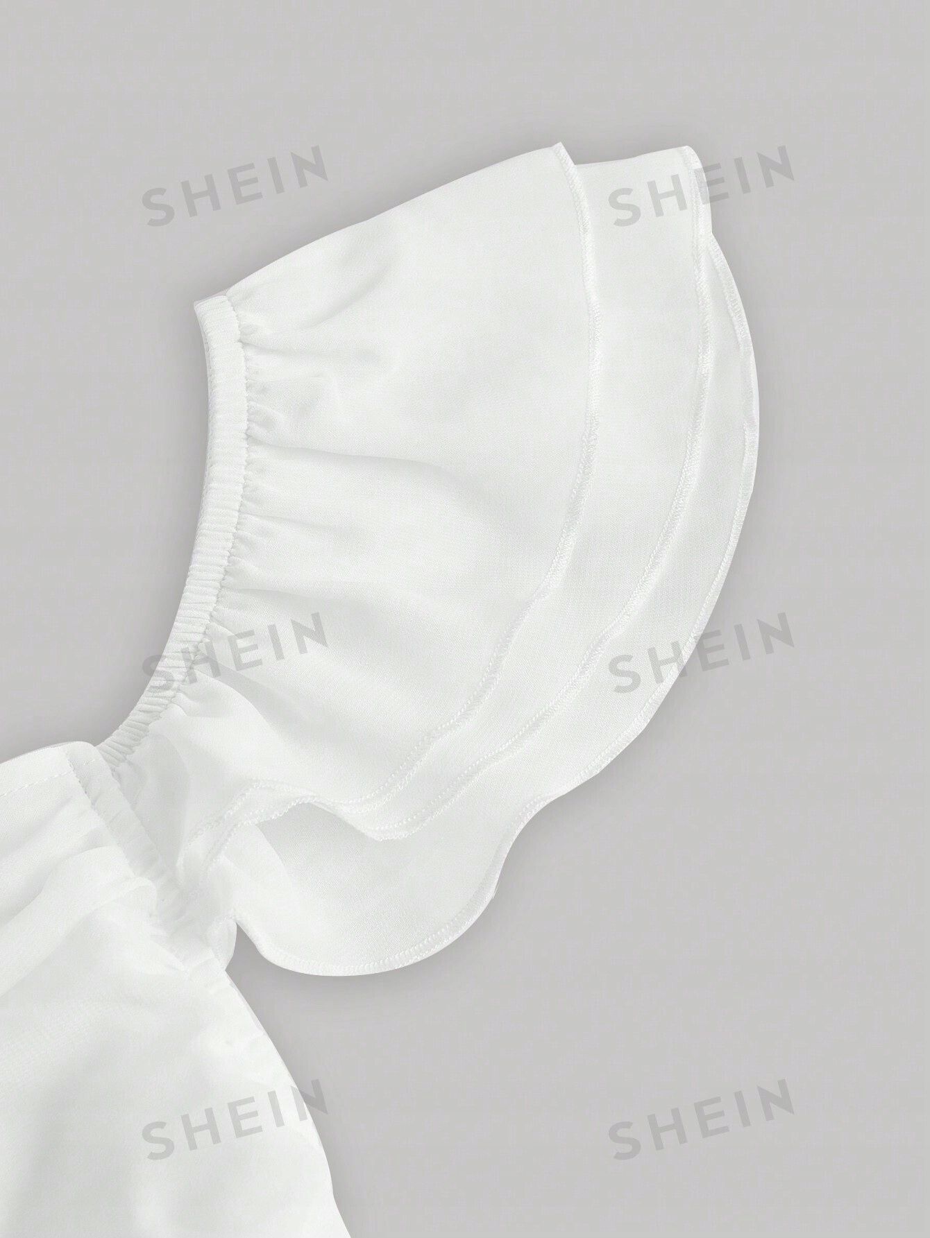 Kombinezon Marszczony Wiązany W Talii Biały Casual Shein L 40