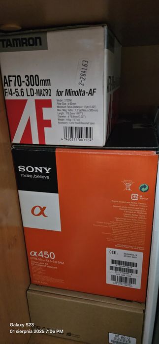 Sony alpha 450 pełen zestaw + obiektyw tamron 70-300
