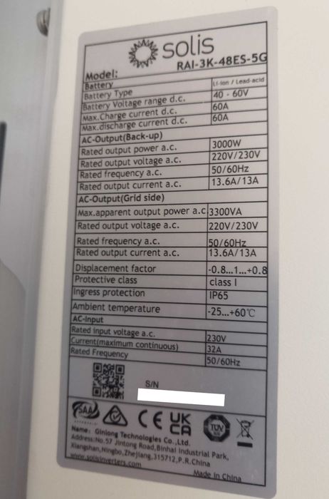 Хороший інвертор Solis RAI-3K-48ES-5G (Lifepo4, Li-ion) 48V