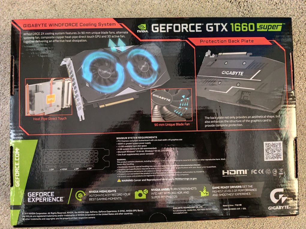 GeForce GTX 1660 Super OC 6GB Gigabyte