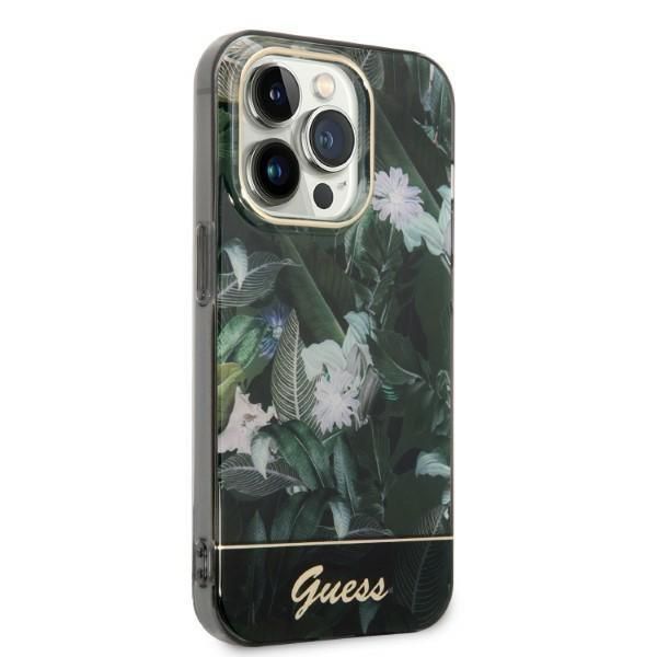 Guess Etui iPhone 14 Pro 6,1" Zielony Jungle Collection