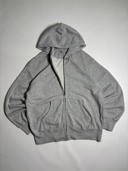 Сірий оверсайз зіп худі uniqlo oversize кофта y2k толстовка реп беггі