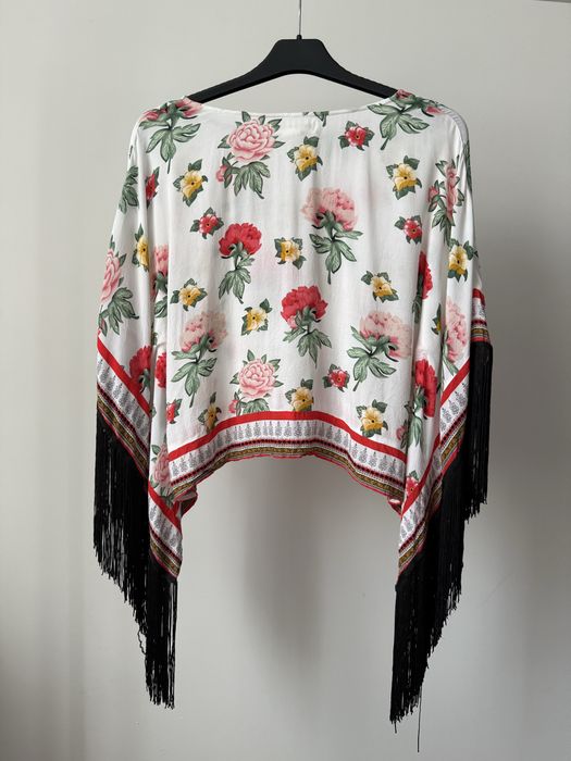 H&M Coachella Bluzka w kwiaty z frędzlami wiskoza rozmiar 36