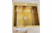 Кухонна мийка, колір золото, врізна, 50х50 см,сифон, корзина