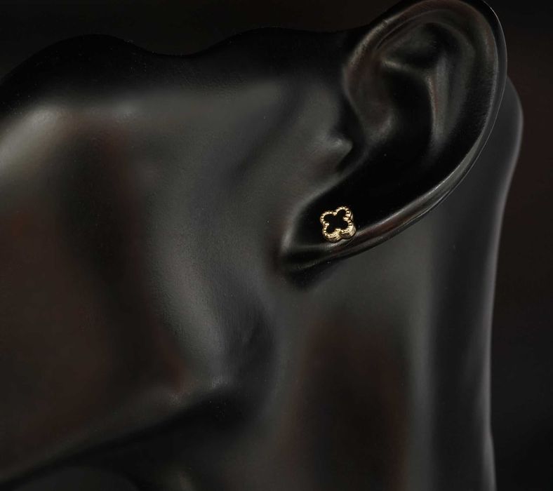 Złoto 585 - złote kolczyki koniczynki