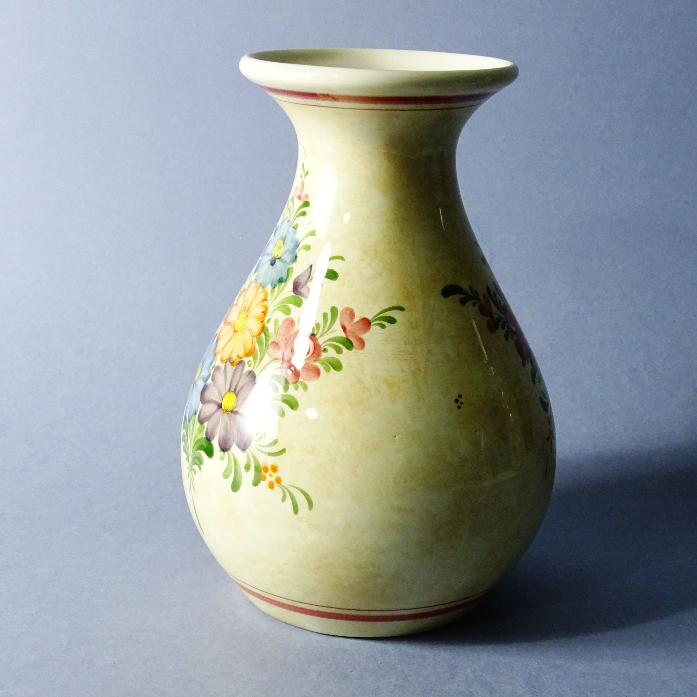 piękny ręcznie malowany duży wazon ceramiczny kwiaty