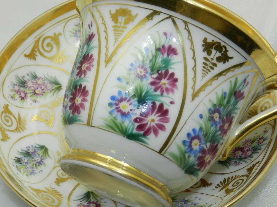 Kolekcjonerska wiekowa ręcznie malowana filiżanka  Francja XIXw.