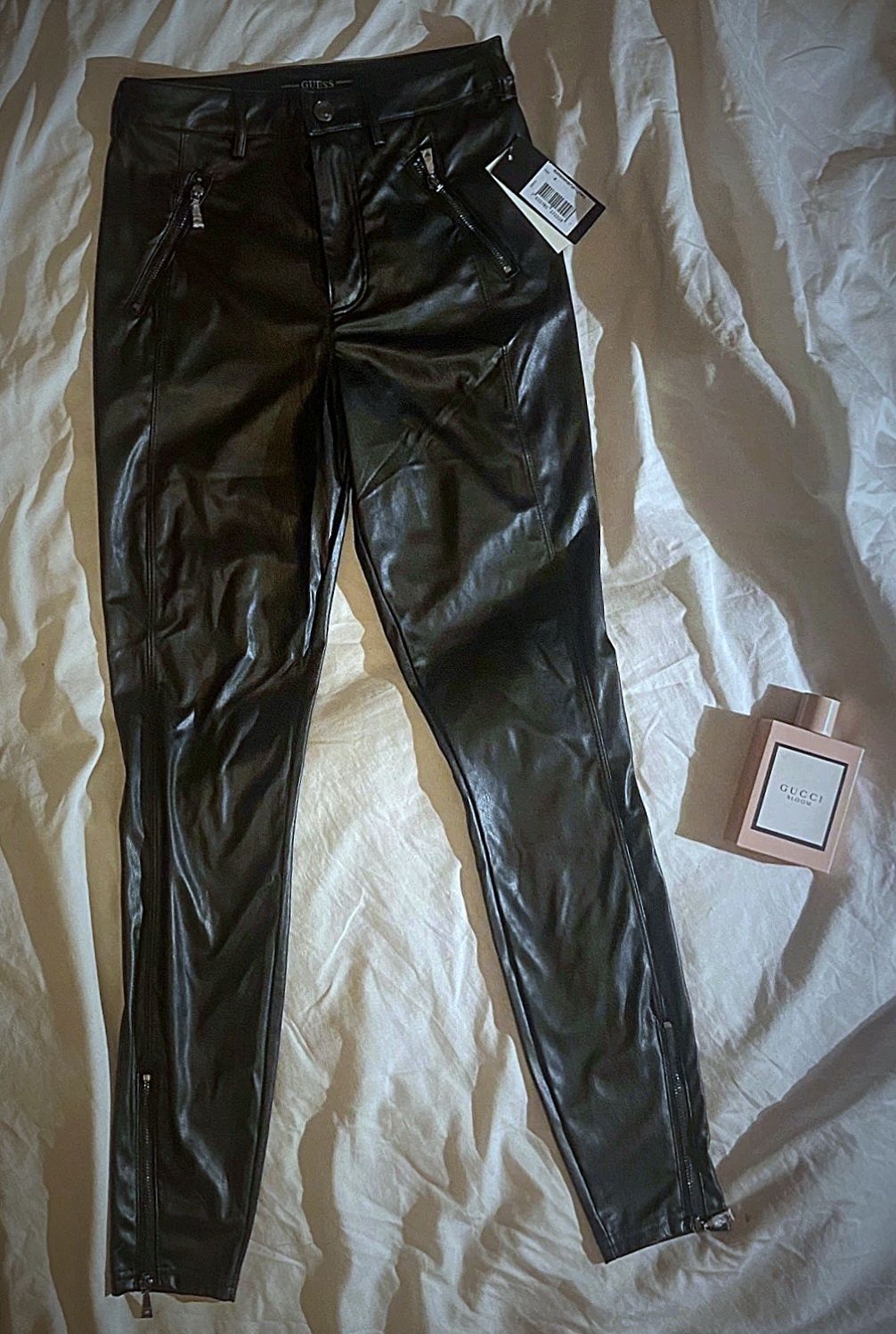 Spodnie guess xs legginsy eko skóra skorzane woskowane