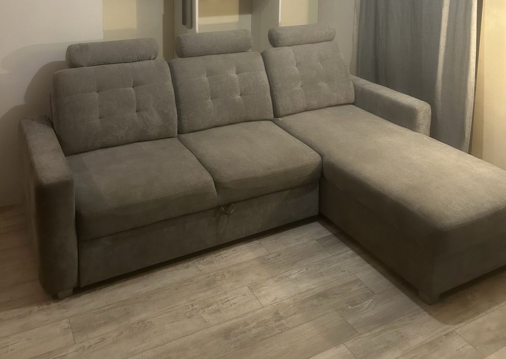 Narożnik BRW (typ Lino) z funkcją spania – Szary, mobilne zagłówki