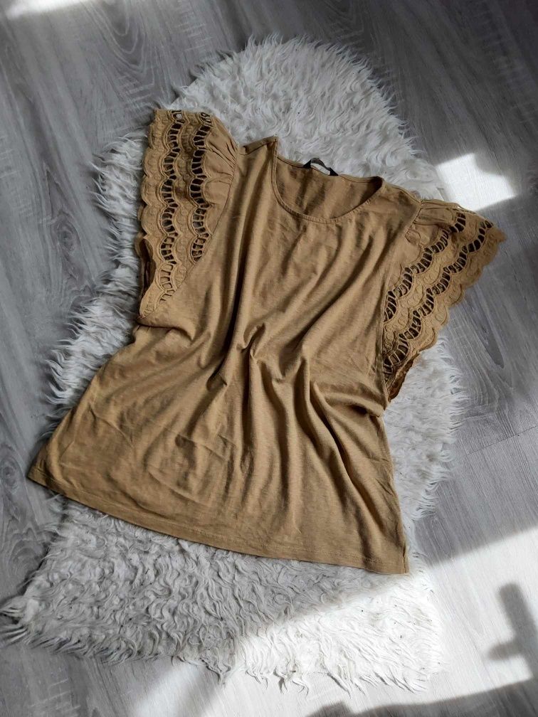 Bluzka  bawełniana nude beżowa r 44 bawełna 100% basic