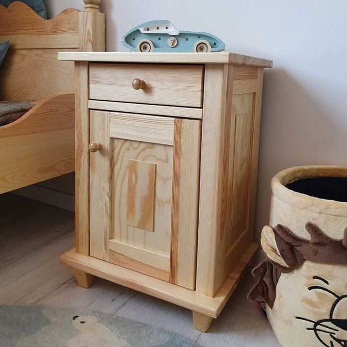 Łóżko dziecięce retro drewno 160x80 cm w zestawie z szafką nocną