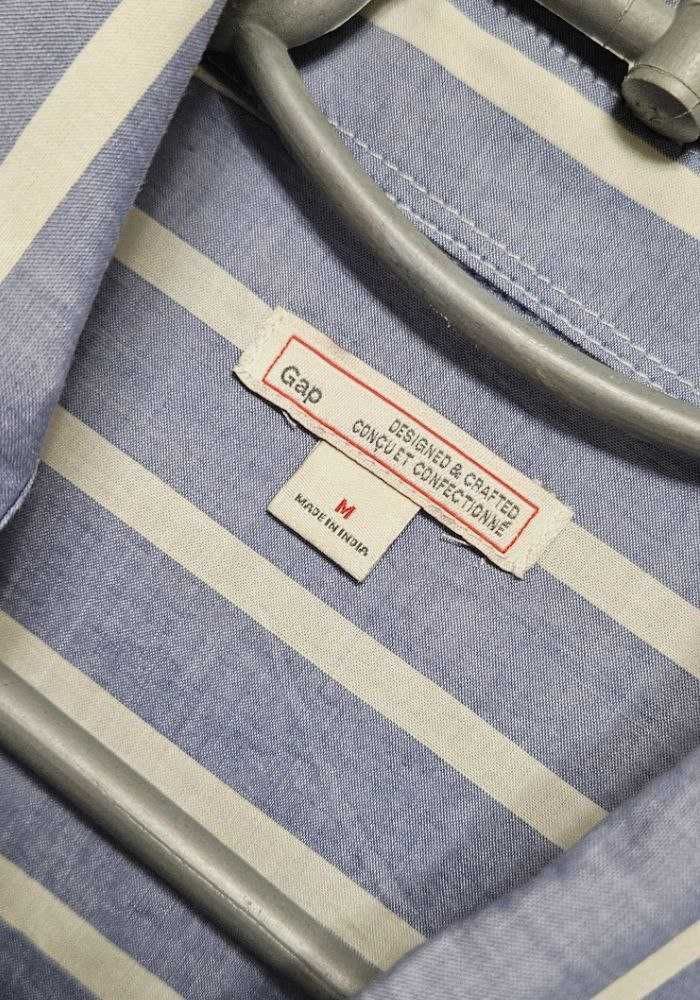 Голубое хлопковое платье в полоску GAP, р. М/L
