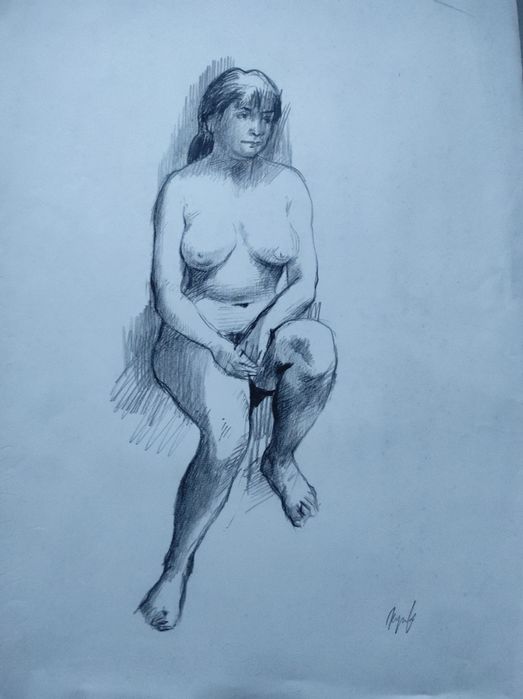 Akt kobiety Rysunek kredka