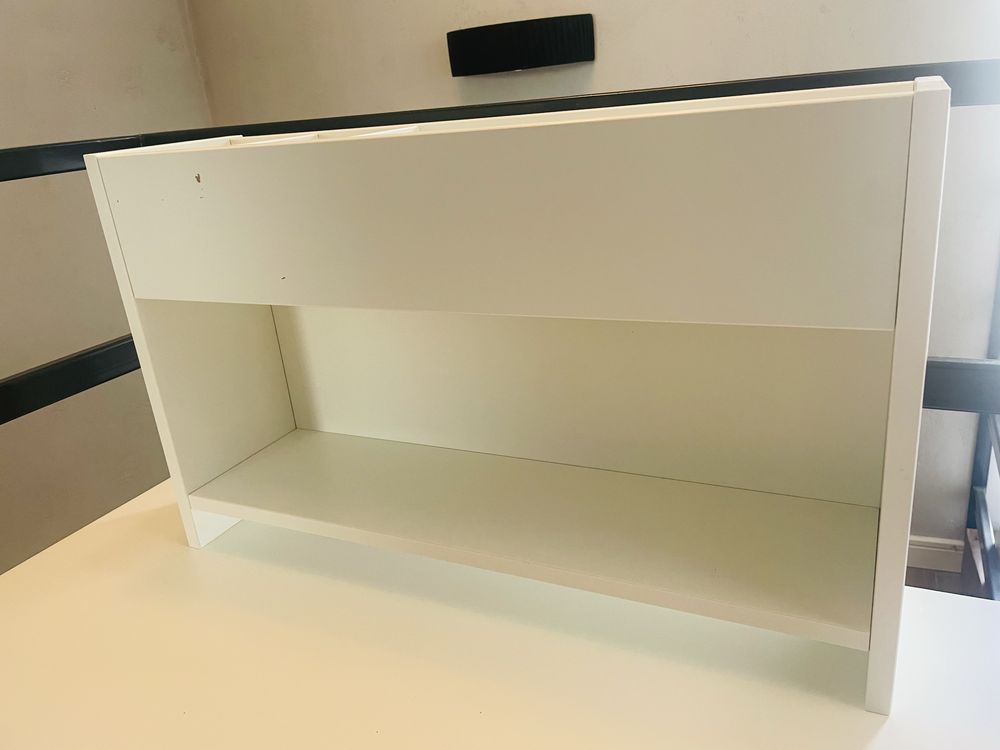 Zestaw biurko regulowane Phal Ikea, nadstawka, krzesło regulowane