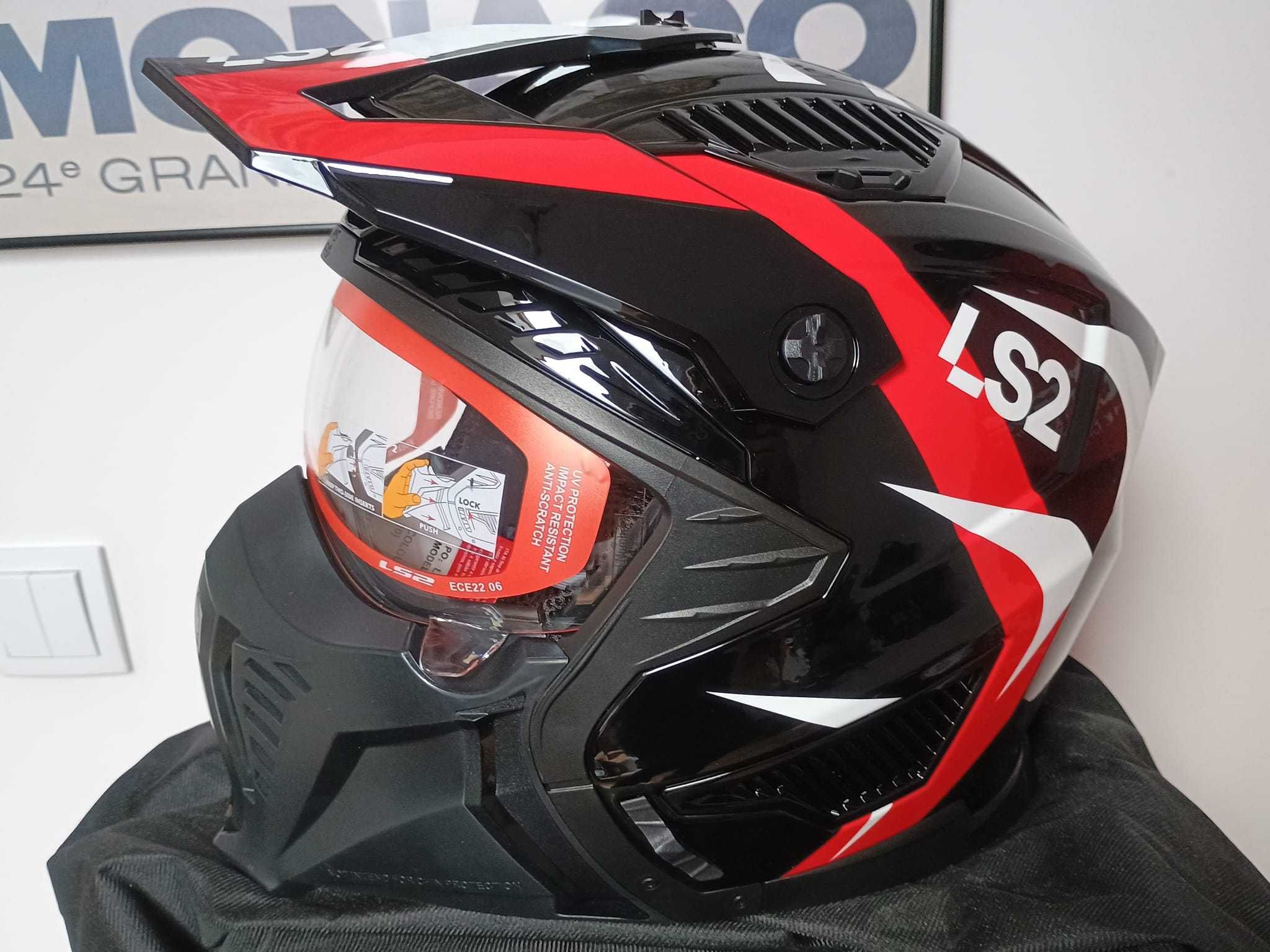 KASK LS2 model OF606 w grafice DRIFTER TRIALITY RED rozmiar S lub L