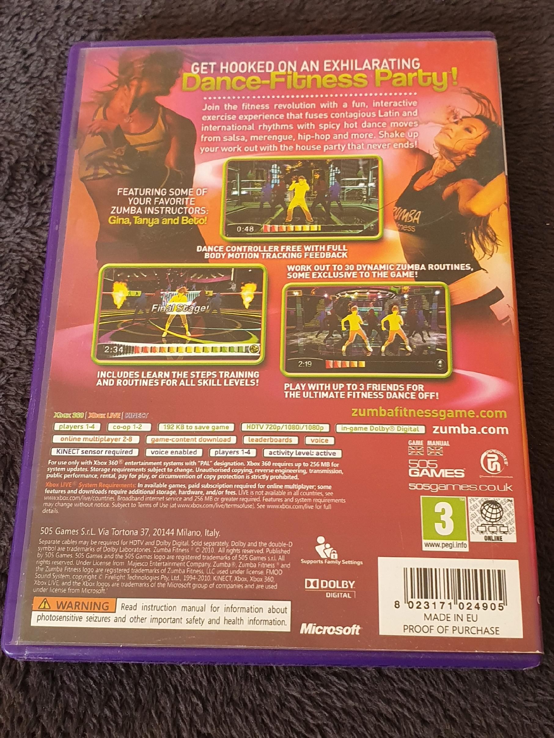 Xbox 360 Kinect Zumba Fitness Join The Party X360