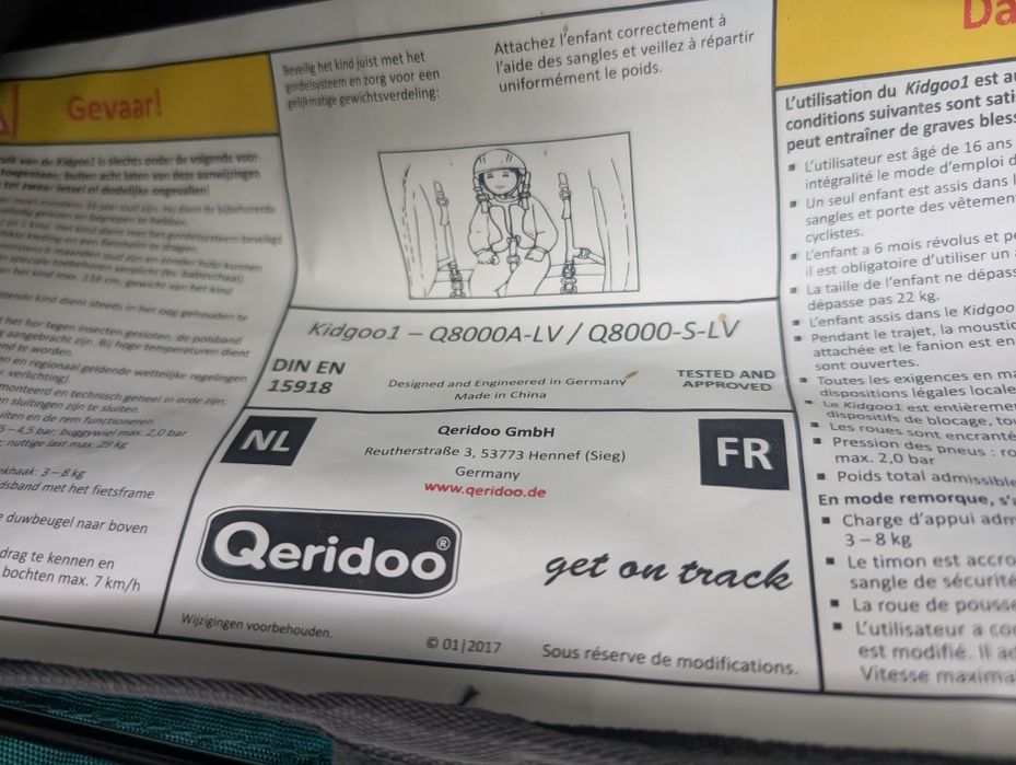 Przyczepka rowerowa Queridoo Kidgoo 1