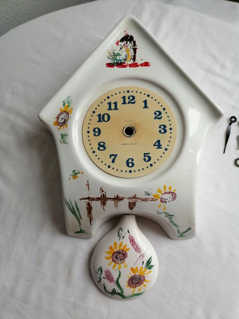 Stara ceramiczna obudowa zegara+wskazówki